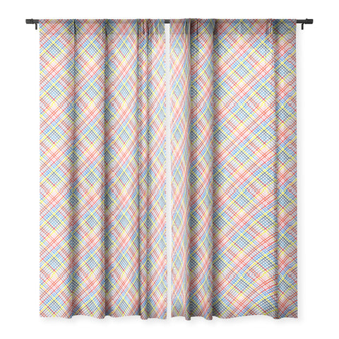 Ninola Design Multicolored diagonal gingham Sheer Window Curtain