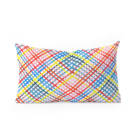 Ninola Design Multicolored diagonal gingham Oblong Throw Pillow