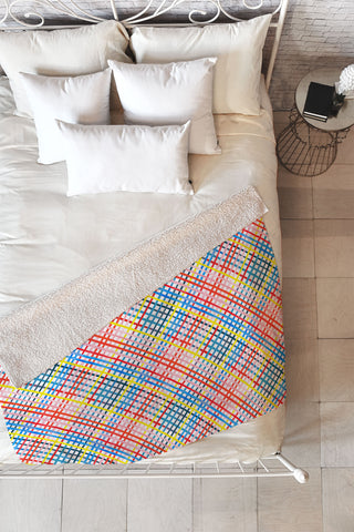 Ninola Design Multicolored diagonal gingham Fleece Throw Blanket
