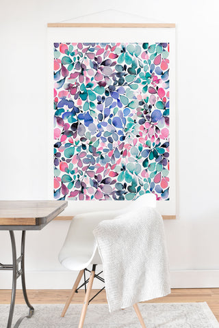 Ninola Design Multicolored Floral Ivy Pastel Art Print And Hanger