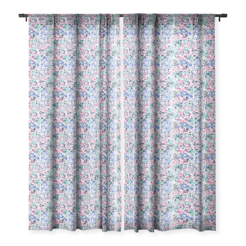 Ninola Design Multicolored Floral Ivy Pastel Sheer Window Curtain
