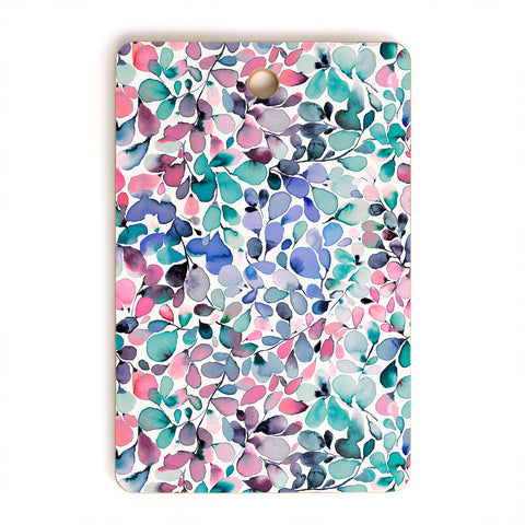 Ninola Design Multicolored Floral Ivy Pastel Cutting Board Rectangle
