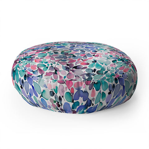 Ninola Design Multicolored Floral Ivy Pastel Floor Pillow Round