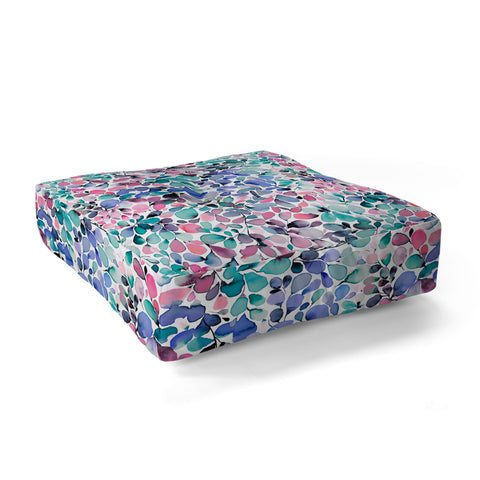 Ninola Design Multicolored Floral Ivy Pastel Floor Pillow Square