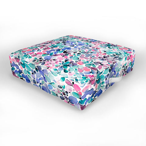 Ninola Design Multicolored Floral Ivy Pastel Outdoor Floor Cushion