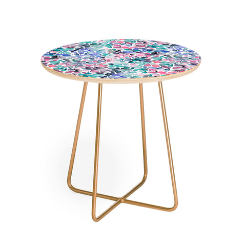 Ninola Design Multicolored Floral Ivy Pastel Round Side Table