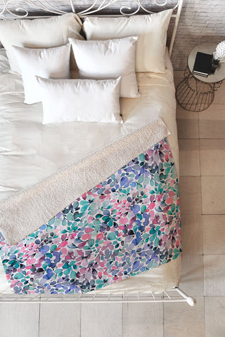 Ninola Design Multicolored Floral Ivy Pastel Fleece Throw Blanket
