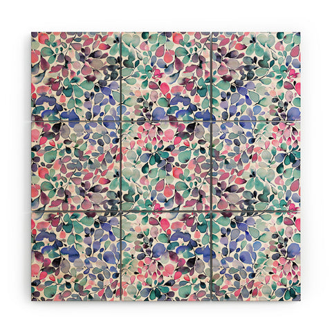 Ninola Design Multicolored Floral Ivy Pastel Wood Wall Mural