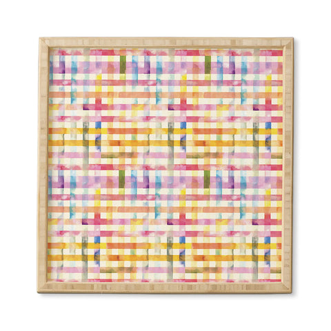 Ninola Design Multicolored gingham squares watercolor Framed Wall Art