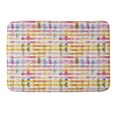 Ninola Design Multicolored gingham squares watercolor Memory Foam Bath Mat
