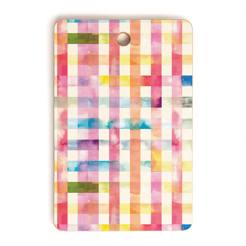 Ninola Design Multicolored gingham squares watercolor Cutting Board Rectangle