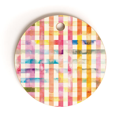 Ninola Design Multicolored gingham squares watercolor Cutting Board Round