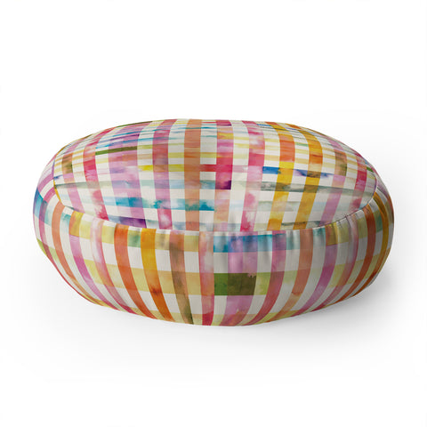 Ninola Design Multicolored gingham squares watercolor Floor Pillow Round