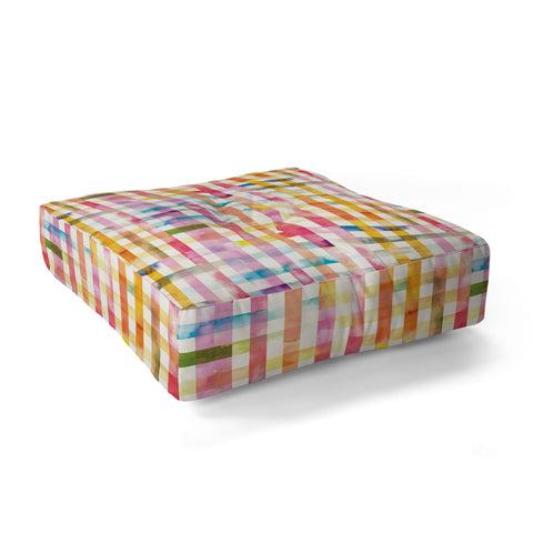 Ninola Design Multicolored gingham squares watercolor Floor Pillow Square