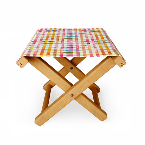 Ninola Design Multicolored gingham squares watercolor Folding Stool