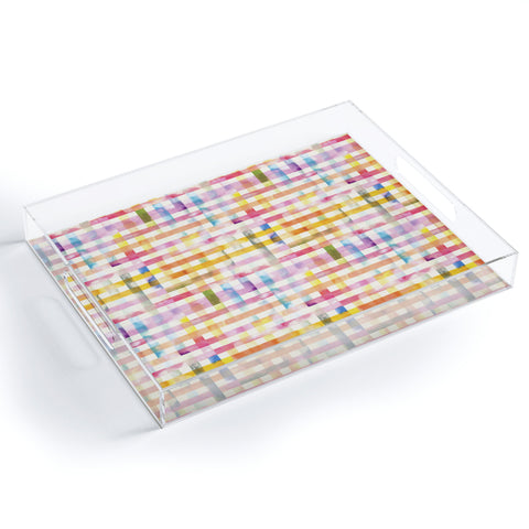 Ninola Design Multicolored gingham squares watercolor Acrylic Tray