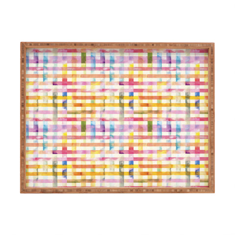 Ninola Design Multicolored gingham squares watercolor Rectangular Tray