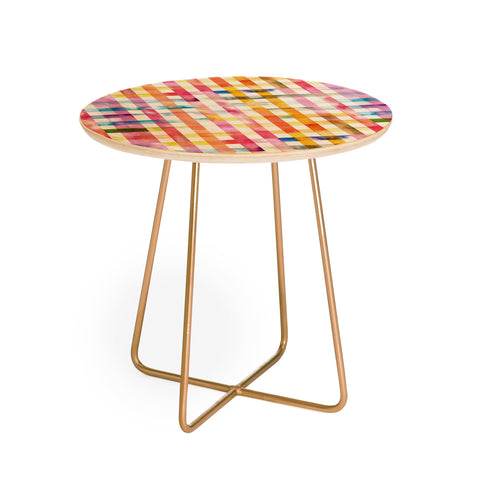 Ninola Design Multicolored gingham squares watercolor Round Side Table