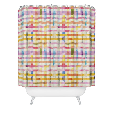Ninola Design Multicolored gingham squares watercolor Shower Curtain