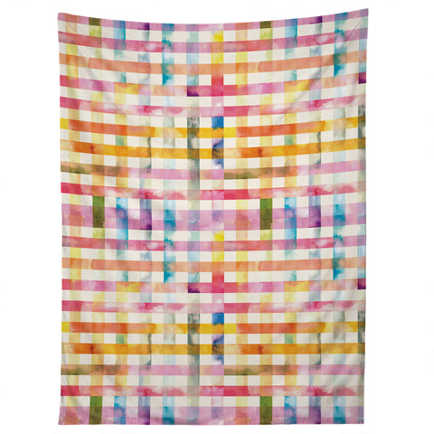 Ninola Design Multicolored gingham squares watercolor Tapestry