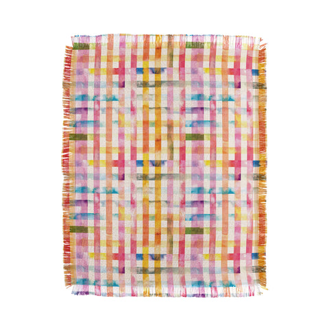 Ninola Design Multicolored gingham squares watercolor Throw Blanket