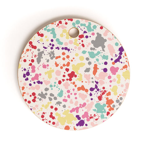 Ninola Design Multicolored Splatter Drops Painting Cutting Board Round
