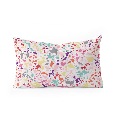 Ninola Design Multicolored Splatter Drops Painting Oblong Throw Pillow