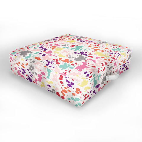 Ninola Design Multicolored Splatter Drops Painting Outdoor Floor Cushion