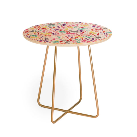 Ninola Design Multicolored Splatter Drops Painting Round Side Table