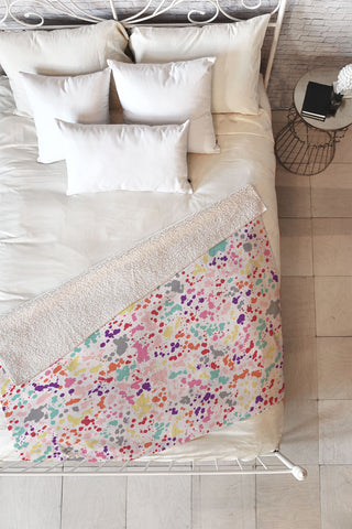 Ninola Design Multicolored Splatter Drops Painting Fleece Throw Blanket