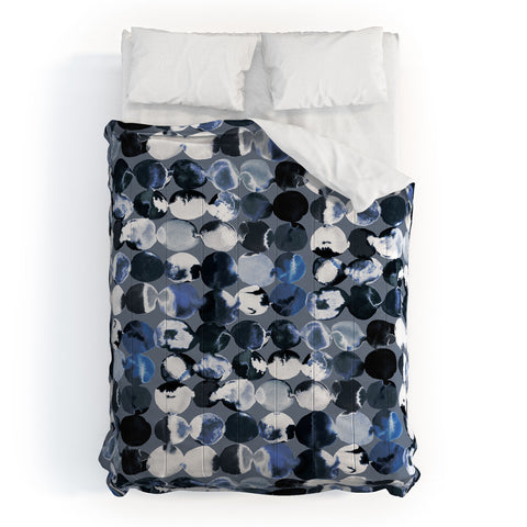 Ninola Design Navy Gray Ink Dots Comforter