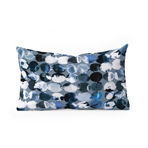 Ninola Design Navy Gray Ink Dots Oblong Throw Pillow