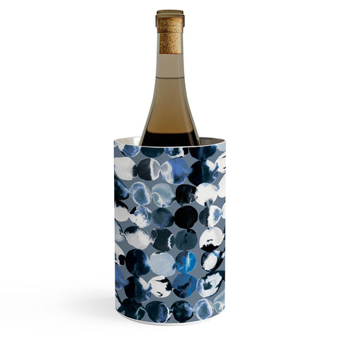 Ninola Design Navy Gray Ink Dots Wine Chiller