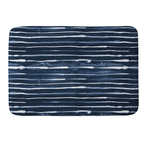 Ninola Design Navy ink stripes Memory Foam Bath Mat