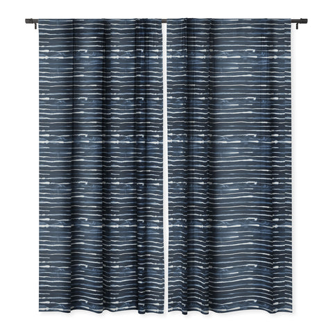 Ninola Design Navy ink stripes Blackout Window Curtain