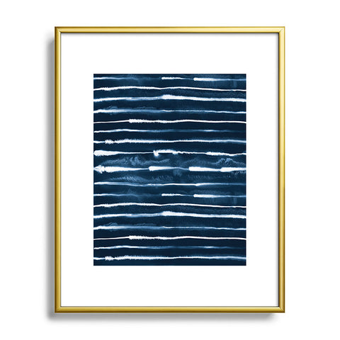 Ninola Design Navy ink stripes Metal Framed Art Print