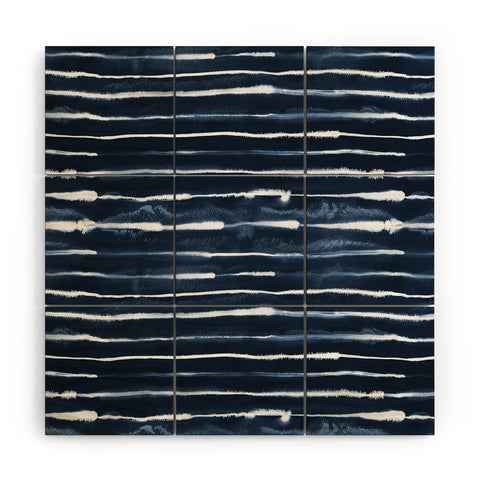 Ninola Design Navy ink stripes Wood Wall Mural