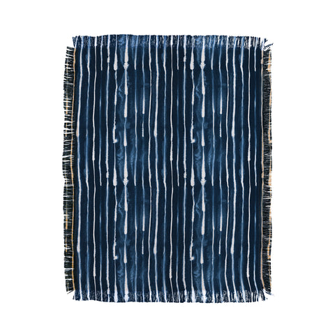 Ninola Design Navy ink stripes Throw Blanket