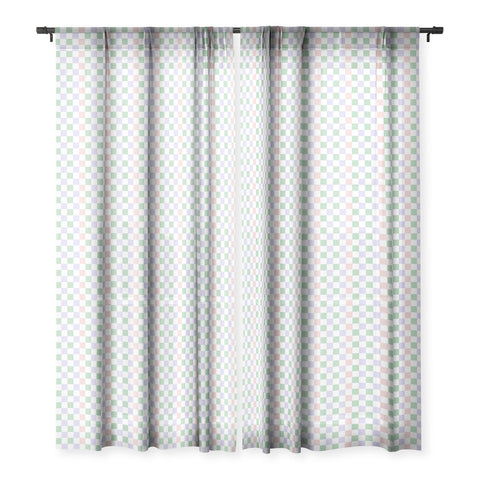 Ninola Design Nostalgic Squares Pastel Sheer Window Curtain