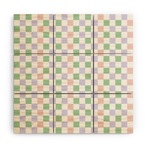 Ninola Design Nostalgic Squares Pastel Wood Wall Mural