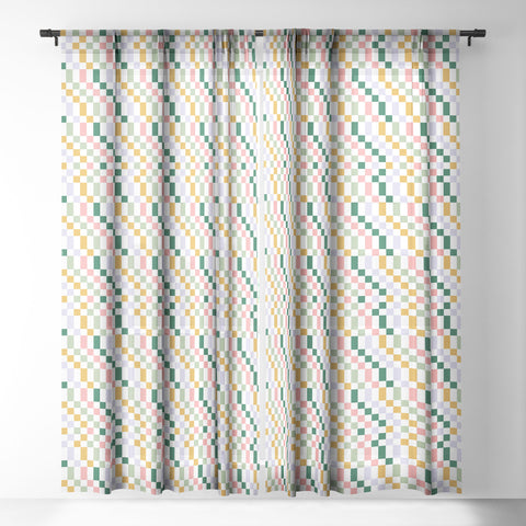 Ninola Design Nostalgic Squares Summer Sheer Window Curtain
