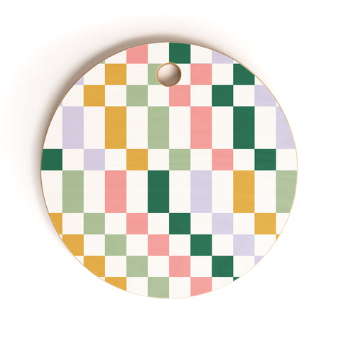 Ninola Design Nostalgic Squares Summer Cutting Board Round