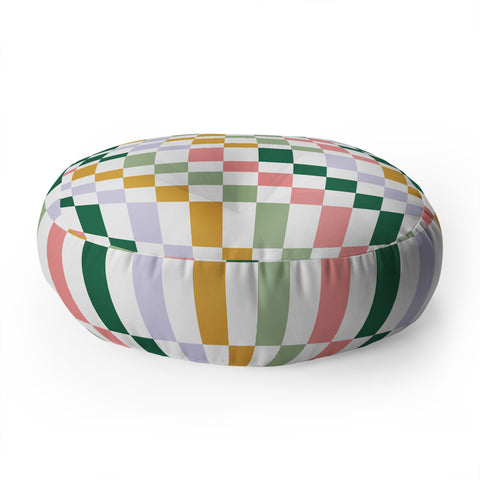 Ninola Design Nostalgic Squares Summer Floor Pillow Round