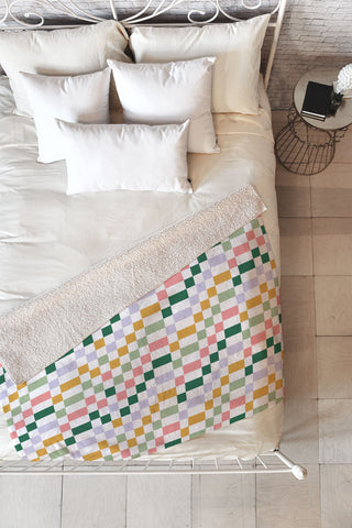 Ninola Design Nostalgic Squares Summer Fleece Throw Blanket
