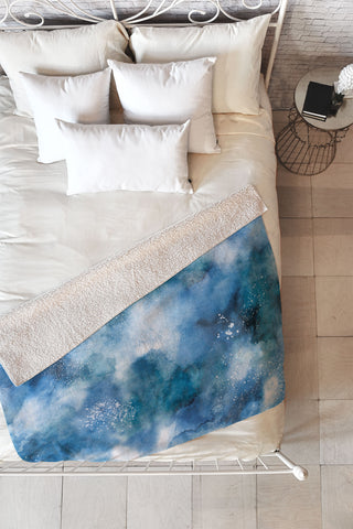 Ninola Design Ocean water blues Fleece Throw Blanket