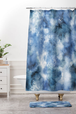 Ninola Design Ocean water blues Shower Curtain And Mat