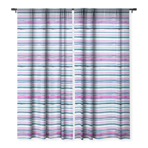 Ninola Design Ombre Sea Pink and Blue Sheer Window Curtain