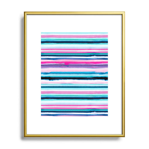 Ninola Design Ombre Sea Pink and Blue Metal Framed Art Print