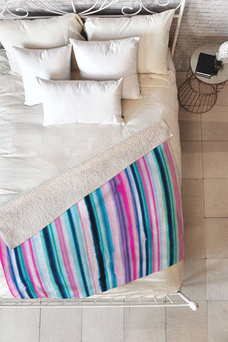 Ninola Design Ombre Sea Pink and Blue Fleece Throw Blanket