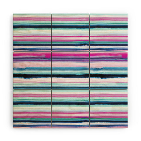 Ninola Design Ombre Sea Pink and Blue Wood Wall Mural